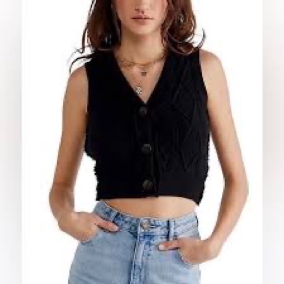 Free People Tops - Free People Black Denson Sweater Vest